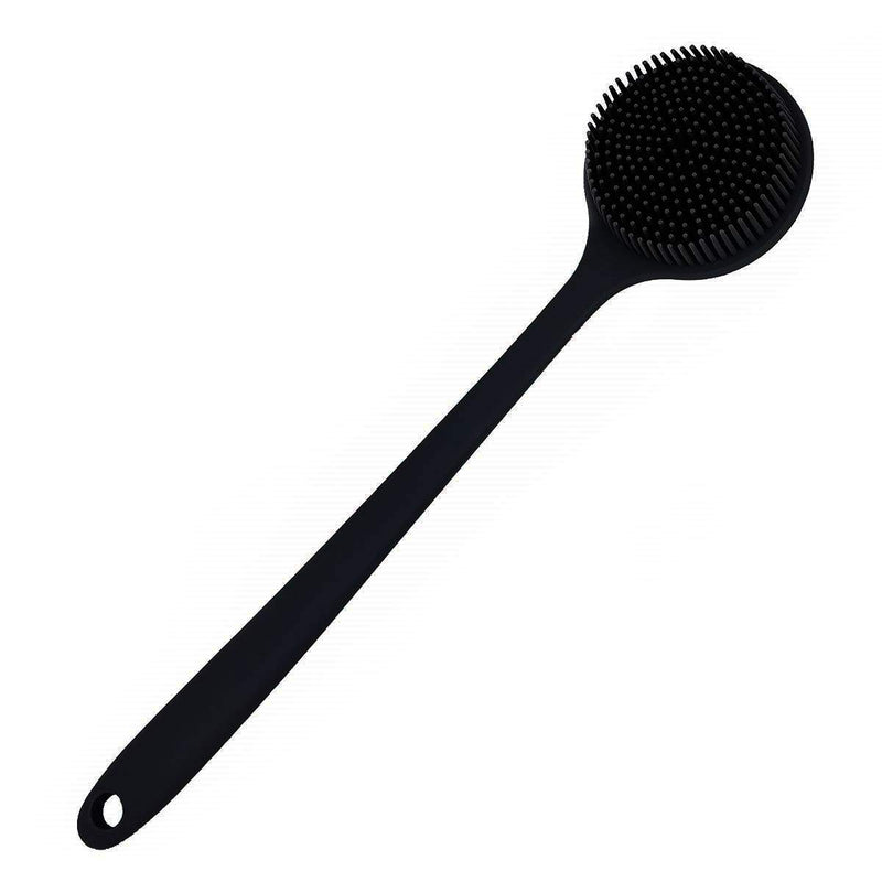 [Australia] - Cinlitek Silicone Body Scrubber, Long Handle Back Scrubber for Shower, Silicone Body Brush，Shower Scrubber For Body, Shower Srush Back Brush Body Exfoliator (Black) Black 