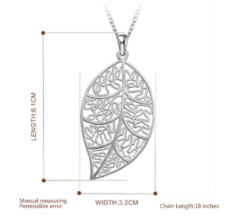 [Australia] - Wenbin Fashion Ladies 925 Sterling Silver Cute Natural Leaves Pendant Necklace Earrings Jewelry Set Autumn Boho Handmade Jewelry Set 