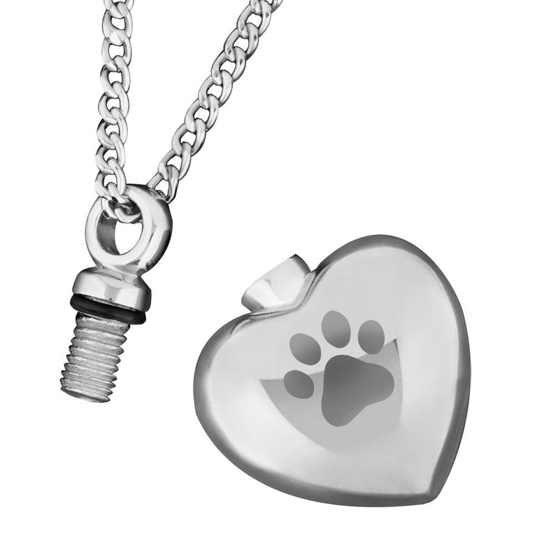 [Australia] - LilyJewelry Pawprint Heart Urn Necklace for Ashes Keepsake Memorial Cremation Pendant 