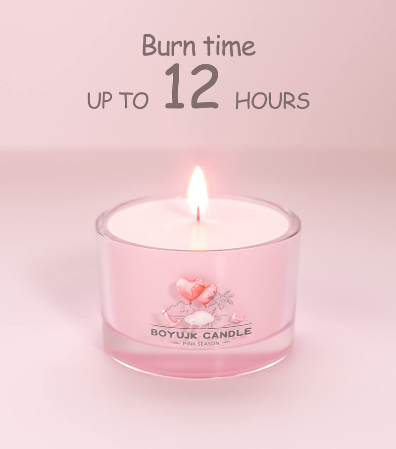 [Australia] - Candles Gifts for Women | Scented Candles Gift Set for Anxiety | 3 Scented Filled Votive Candles | Relaxation Gifts for Women (Pink Season Collection) Pink 