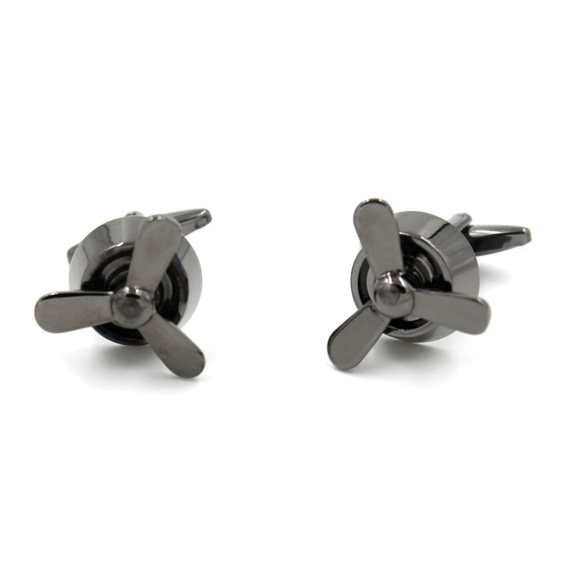 [Australia] - Propeller Plane Aviation Pilot Father Dad Presentation Gift Cufflinks (All Black) 