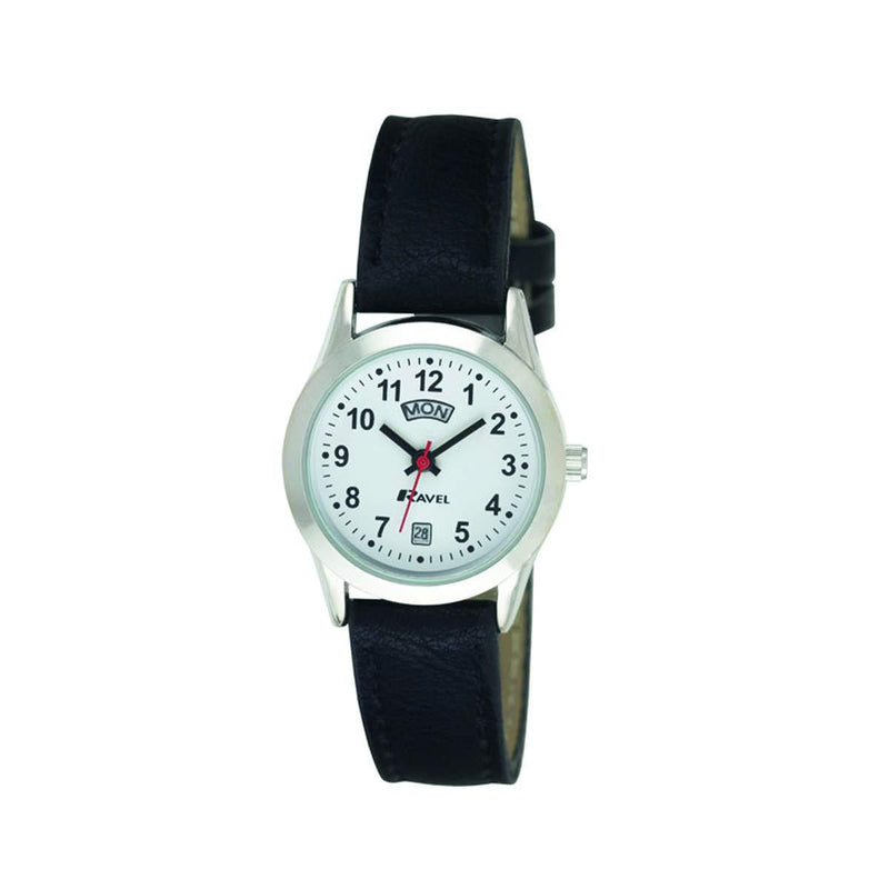 [Australia] - Ravel Unisex Classic Day-Date Calendar Watch Small Black / Silver Tone 