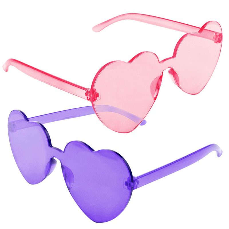 [Australia] - Fengek 6 Pcs Heart Shape Sunglasses Frameless Transparent Glasses Party Favors for Girls, Women, 6 Colors 