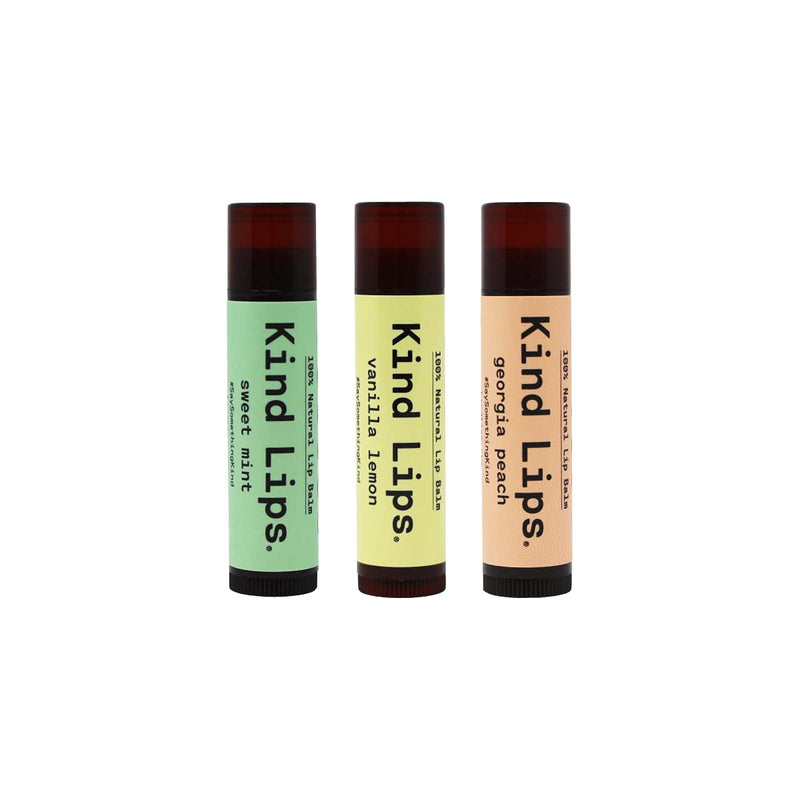 [Australia] - Kind Lips Organic Lip Balm Set | Variety Flavors 3-Pack | Certified Organic Coconut Oil, Jojoba, Beeswax | Gluten Free, Cruelty Free | 100% Soothing Natural Ingredients 3 Pack 