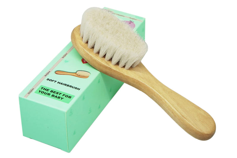 [Australia] - Molylove Baby Hair Brush with Wooden Handle and Super Soft Goat Bristles for Newborns & Toddlers 