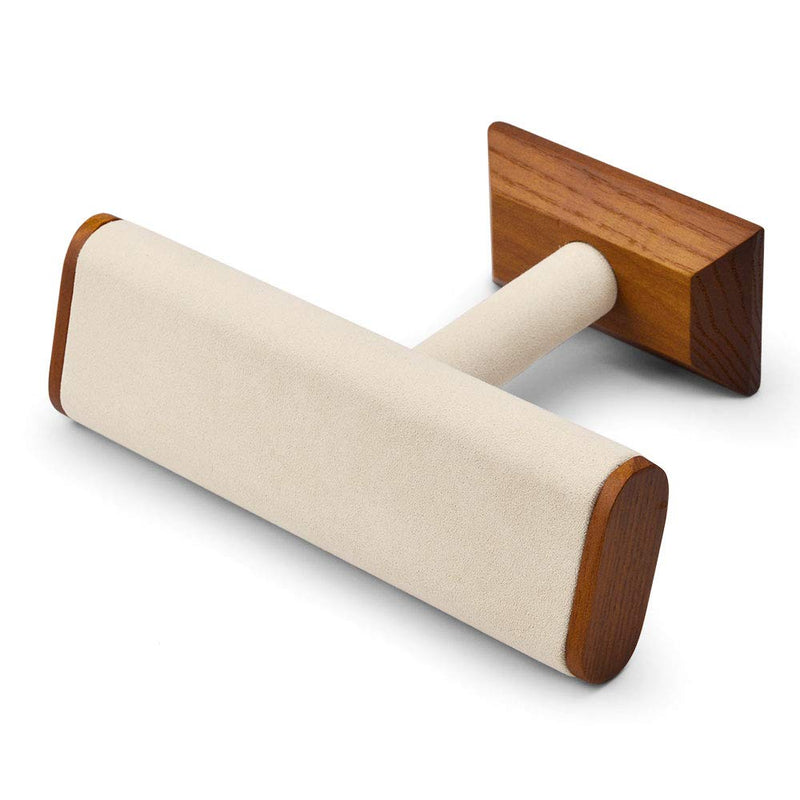 [Australia] - Oirlv Solid Wood T-Bar Watch Display Stand Jewelry Organizer Holder for Watch Bracelet Countertop Table Top Jewelry Tower(Creamy-White) Creamy-white 