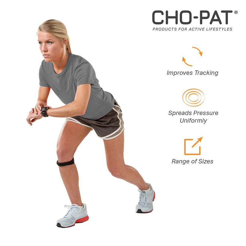 [Australia] - Cho-Pat Original Knee Strap, Patella Support for Runner’s Knee, Jumper’s Knee, Osgood Schlatter’s, and Chondromalacia, Black, Large Large (Pack of 1) 