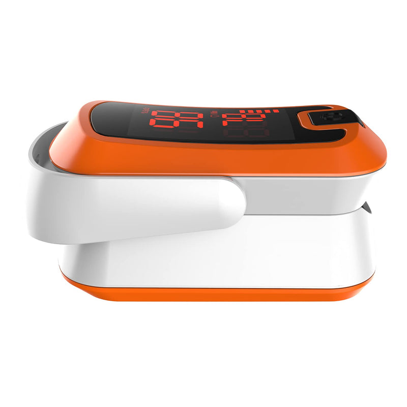 [Australia] - MIBEST Orange LED Finger Pulse Oximeter - Blood Oxygen Saturation Monitor - SPO2 Pulse Oximeter - Portable Oxygen Sensor with Included Batteries - O2 Saturation Monitor with Carry Pouch Orange - LED 