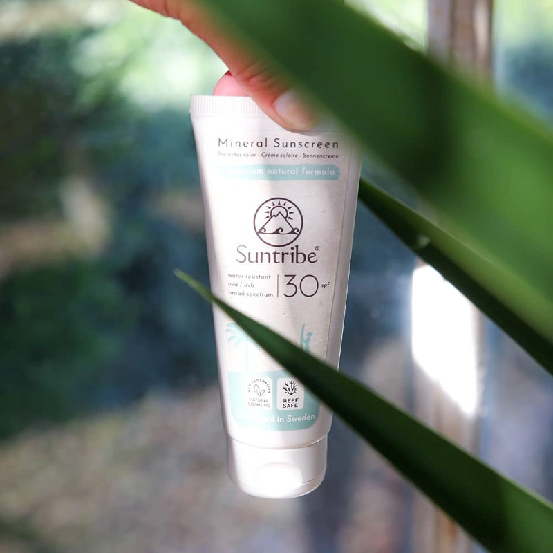 [Australia] - Suntribe All Natural Mineral Body & Face Sunscreen - SPF 30 - Reef Safe - Organic - Mineral UV-Filter (Zinc Oxide) - 7 Ingredients - Water resistant - White to transparent (100 ml) 100 ml (Pack of 1) 