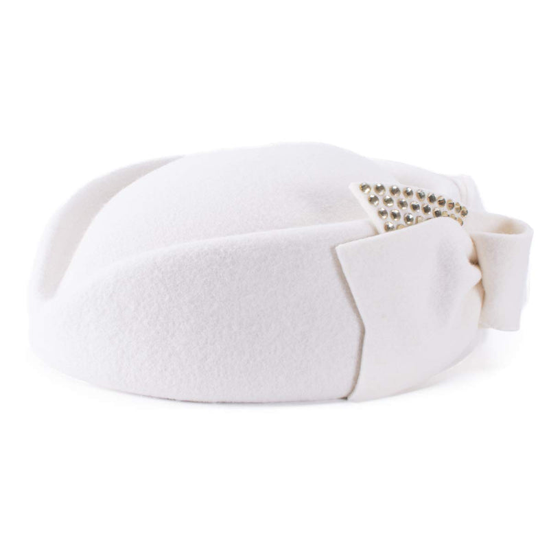 [Australia] - Lawliet Ladies Rhinestone Teardrop Fancy Wool Fascinator Cocktail Pillbox Cap Hat A254 White 