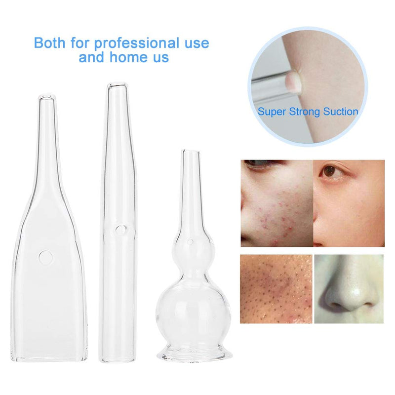 [Australia] - Vacuum Glass Tube - 3Pcs Glass Pipes Kit for Removal Face Cleanser Beauty Machine Accessories Removing Tool Set 