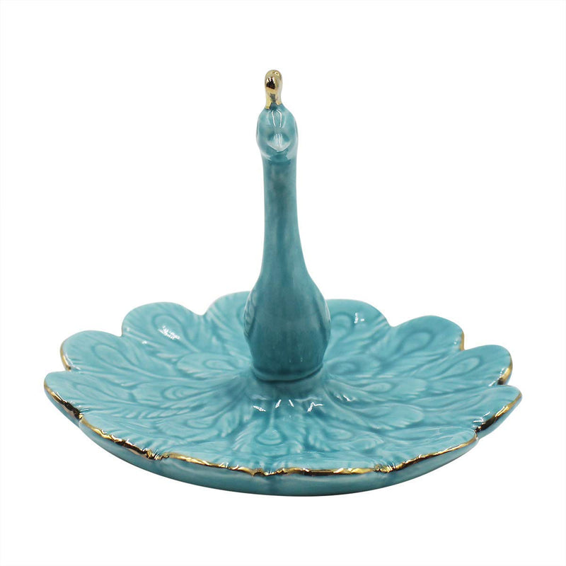 [Australia] - mossty Peacock Jewelry Tray Bathroom Ring Holder Porcelain Trinket Organizer Earrings Storage Case Gift for Birthday Christmas Wedding 