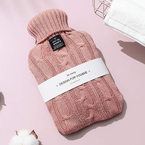 [Australia] - OliviaLiving Hot Water Bag Hot Water Bottle 2 Liters Heat Up and Refreezable Hot Cold Pack with Knit Cover for Pain Relief Hot Cold Therapy Twilight pink 