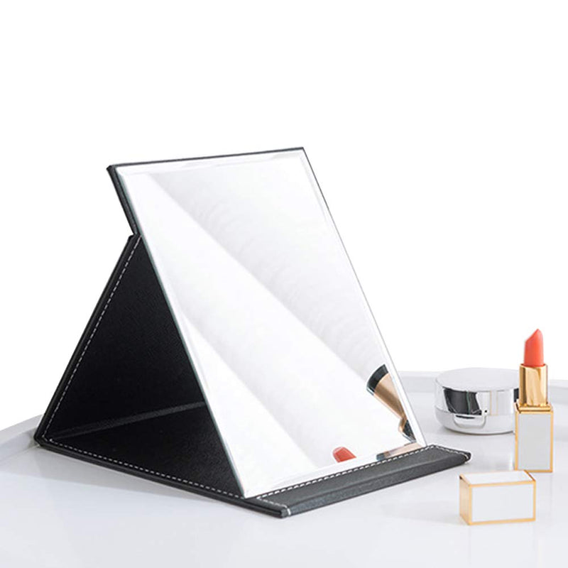 [Australia] - HY Table Mirror Portable Folding Makeup Mirror Collapsible Desk Tabletop PU Leather Mirror with Adjustable Standing L Large 