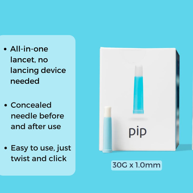 [Australia] - Pip 100 Lancets | All-in-One 30G-1.0mm Diabetes Safety Lancets | Ultra-Sensitive Fingerstick Testing for Blood Sugar & Ketone Monitors 