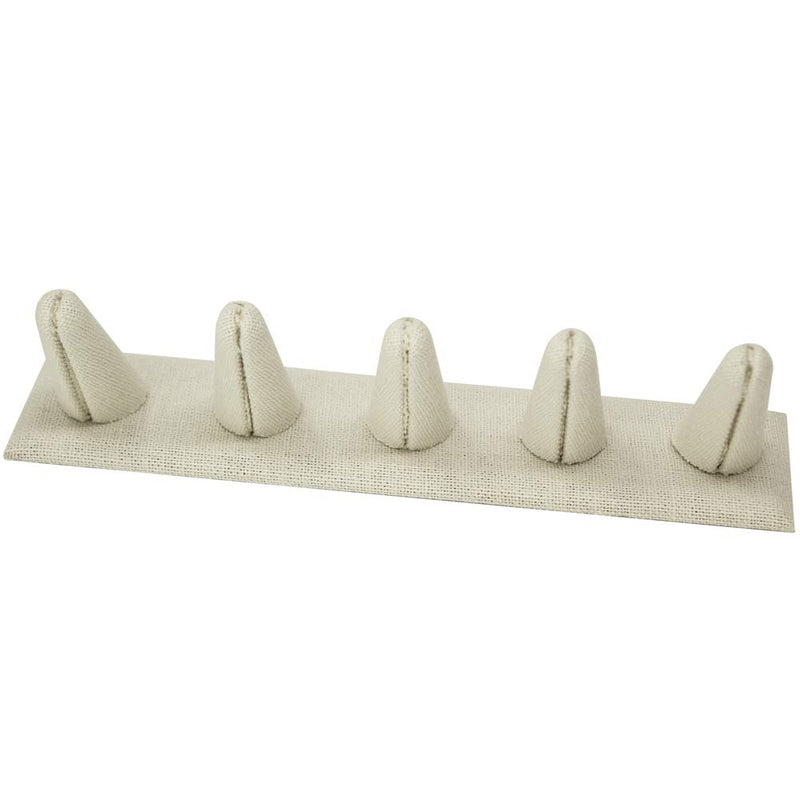 [Australia] - Mooca 2 Pcs Set Ring Organizer for Showcase Display Drawer 5 Long Ring Storage Holder Jewelry Display Stands Showcase Jewelry Storage Counter, Beige Linen, 8"W x 2 1/8"D x 2 1/2"H 