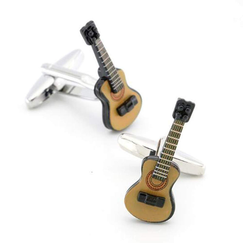 [Australia] - Guitar Cufflinks Electric Guitar Brown Black Cuff Links 