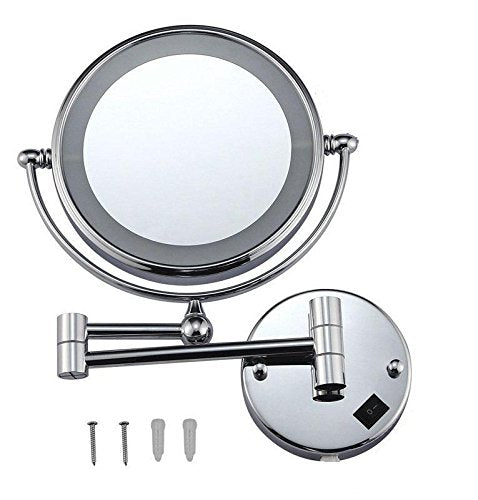 [Australia] - Wall Mount MakeUp Vanity Mirror with LED Light, Polished Chrome Finish and 8 Inch Double Sided Swivel Silver 7XMagnification Chrome Finish 7xmagnification 