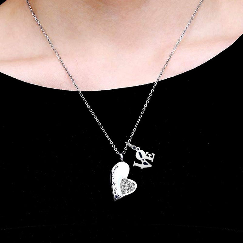 [Australia] - LuxglitterLin Forever In My Heart Urn Necklace Crystal Cremation Ash Holder Love charm Keepsake Memorial Jewelry White 