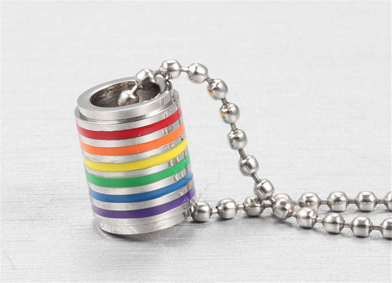 [Australia] - Ropman Rainbow Lesbian Pride Necklace for Unisex,Equality Bisexual Ring Chain Jewelry Stainless Steel Gay Stuff LGBTQ Accessories 