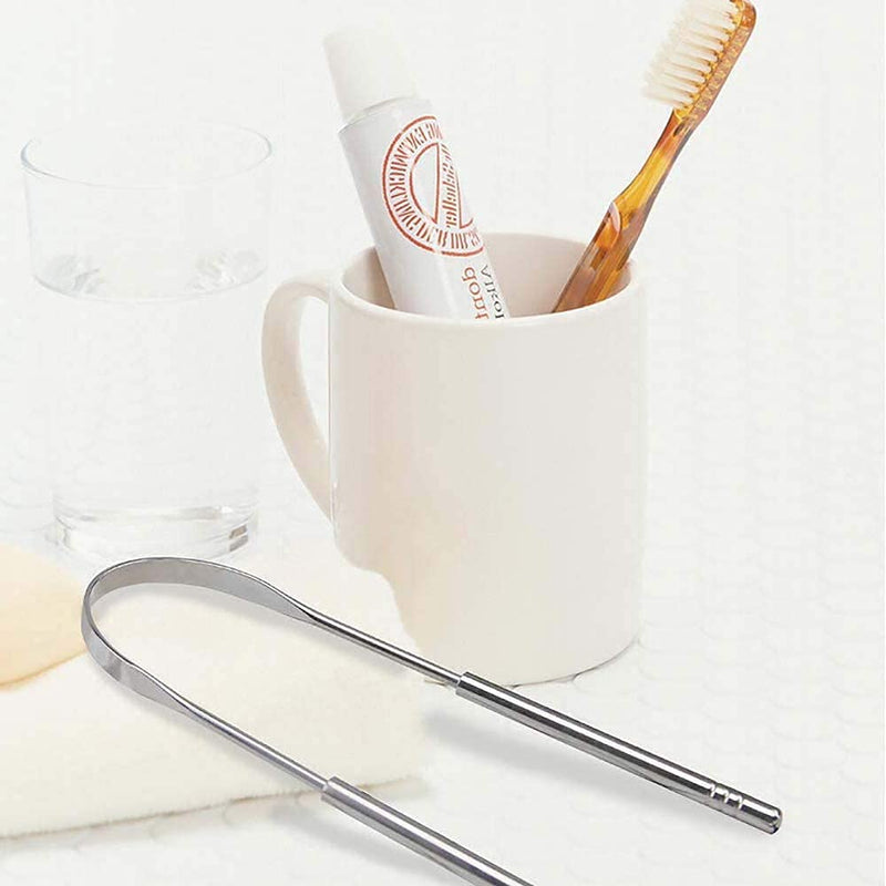 [Australia] - JOX Tongue Scraper Naturally Anti-Microbial - 100% Stainless Steel Tongue scrapers Tongue Care Tool Best Metal Tongue Cleaner and Bad Breath for Adults Oral Hygiene Includes 1 Cotton Bag (2) 2 