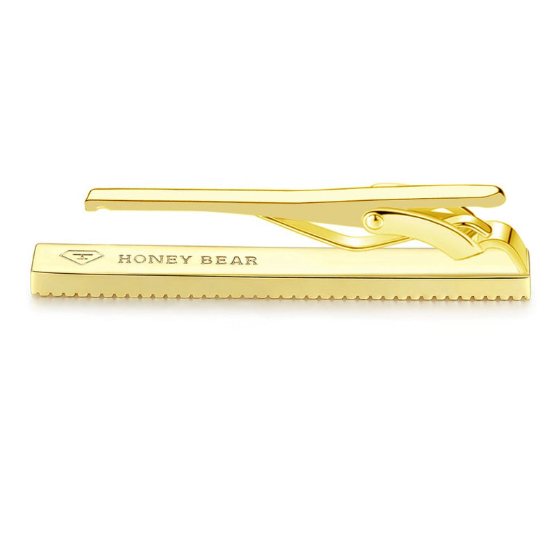 [Australia] - HONEY BEAR Mens Tie Clips Bar Normal Size Steel for Business Wedding Gift 5.4cm 1pc:Gold 