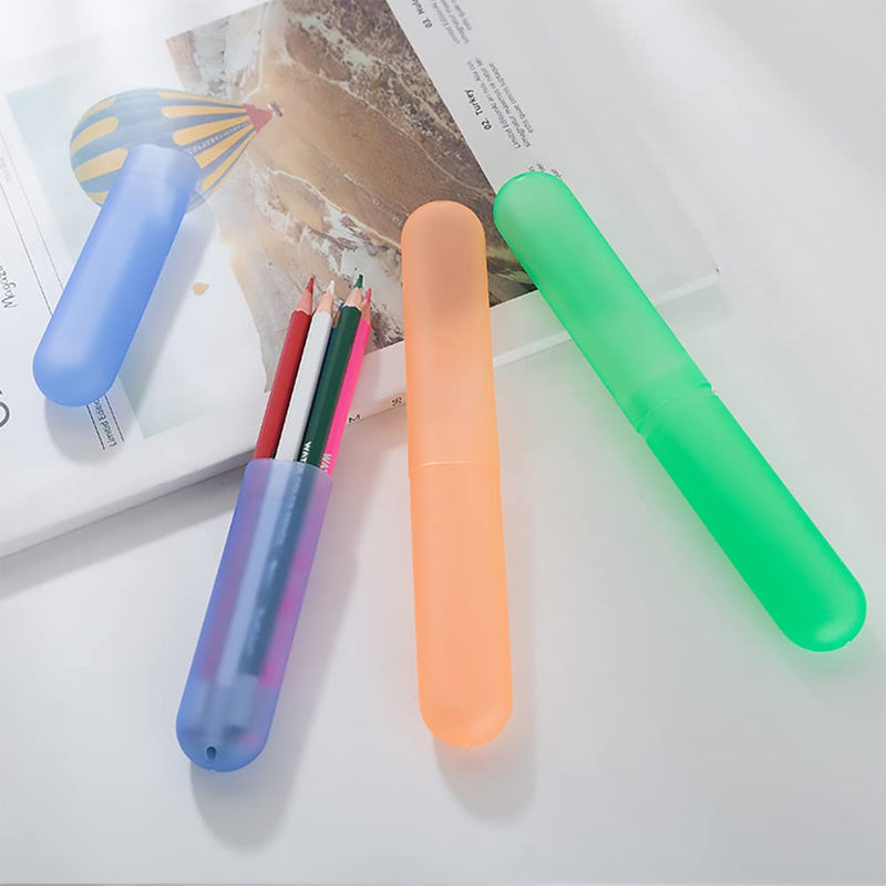 [Australia] - 4 Pcs Toothbrush Case Travel Cover with 4 Pcs Toothbrush Head Cover Portable Plastic Toothbrush Storage Case Toothbrush Container for Camping, Travel, Outdoor 