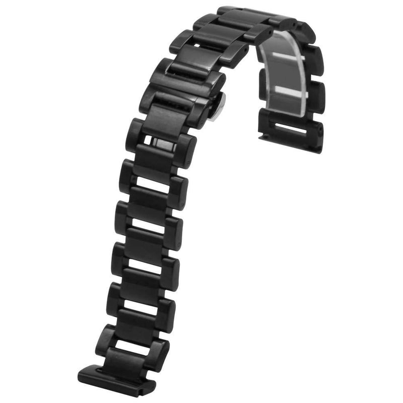 [Australia] - Shiny Classic Black Stainless Steel Watch Band Replacement Watch Strap Deploment Butterfly Buckle 18mm 20mm 21mm 22mm 24mm 