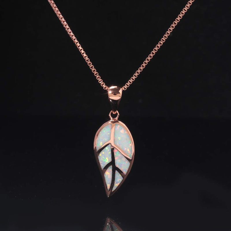 [Australia] - CiNily Opal Leaf/Flower Pendant Necklace for Women Silver Plated Jewelry Gift Silver Pendant Necklace Pink 