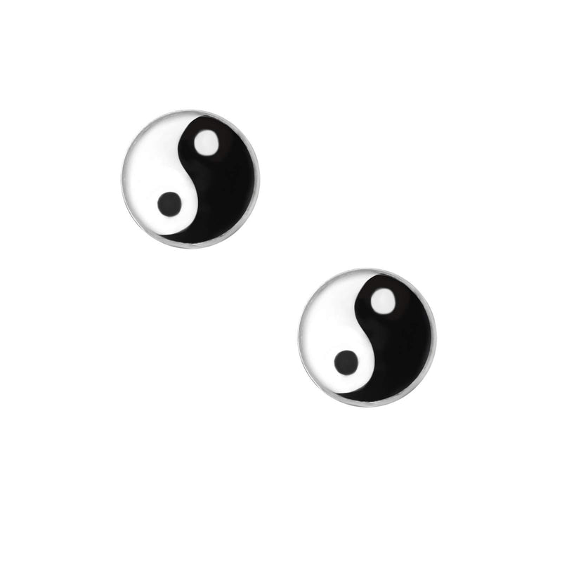 [Australia] - Laimons Ladies’ Earrings Ladies’ Jewellery ying yang disc black, white 925 Sterling silver 