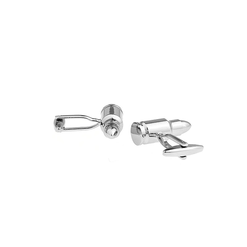 [Australia] - Men's Rhodium Plated Cufflinks Silver Bullet Shirt Wedding Business Cuff Links 