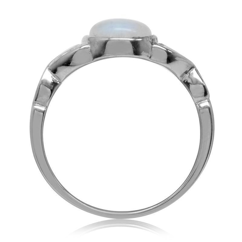 [Australia] - Silvershake 7mm Natural Moonstone 925 Sterling Silver Victorian Style Solitaire Ring 3.5 