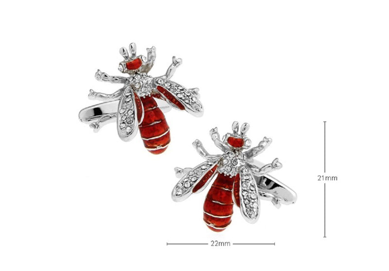 [Australia] - MRCUFF Hornet Wasp Bee Pair Cufflinks in a Presentation Gift Box & Polishing Cloth 