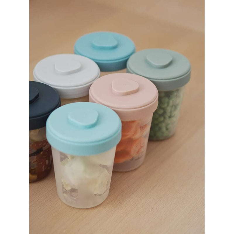 [Australia] - Beaba Set of 12 Storage Pots and 2 Silicone weaning Spoons, Interlocking, Stackable Pots, 100% Airtight, Freezable, Breast Milk, 2x90 ml + 4x150 ml + 6x250ml, Eucalyptus 2 x 90 ml + 4 x 150 ml + 6 x 250ml 