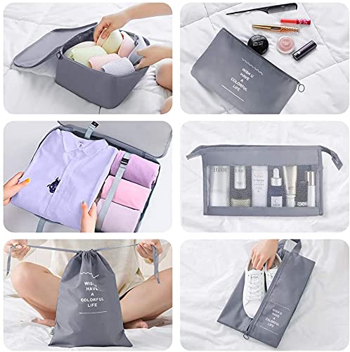 [Australia] - ZDKGER Packing Cubes for Suitcase,9 PCS Travel Luggage Packing Organizers Waterproof Travel Essentials Bag(Grey) A-grey 