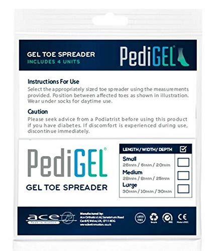 [Australia] - PediGel® - Medically Approved Polymer Gel Toe Spreader for Toe Alignment and Overlapping Toes, Pain Relief from Nail Issues and Bunions - 4 Units (Large Length 30mm Width 10mm Depth 30mm) Large Length 30mm Width 10mm Depth 30mm 