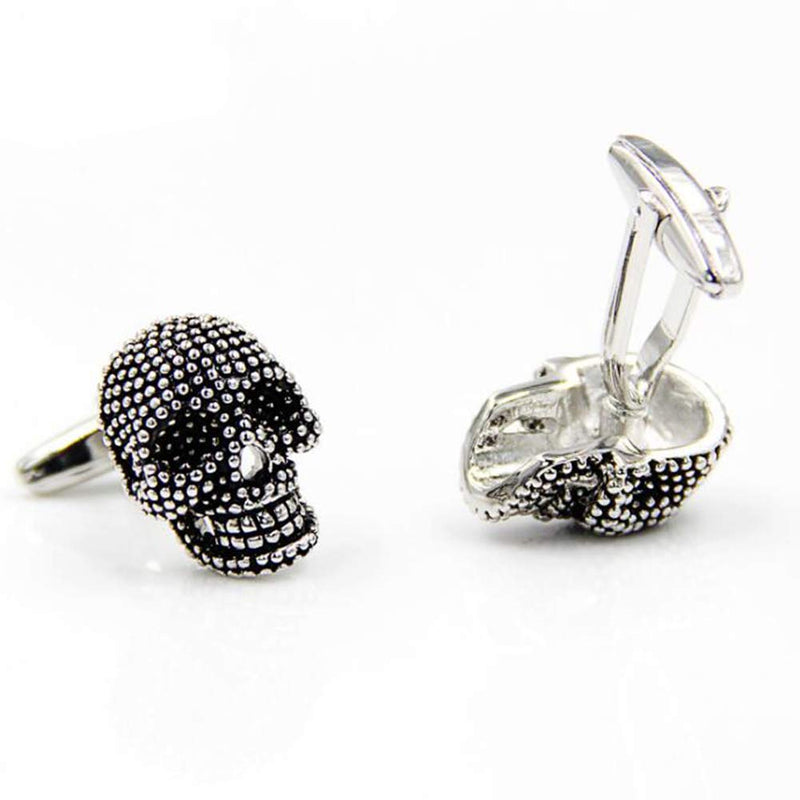 [Australia] - 3D Gothic Silver Skeleton Skull Mens Gift Goth Cuff Links 