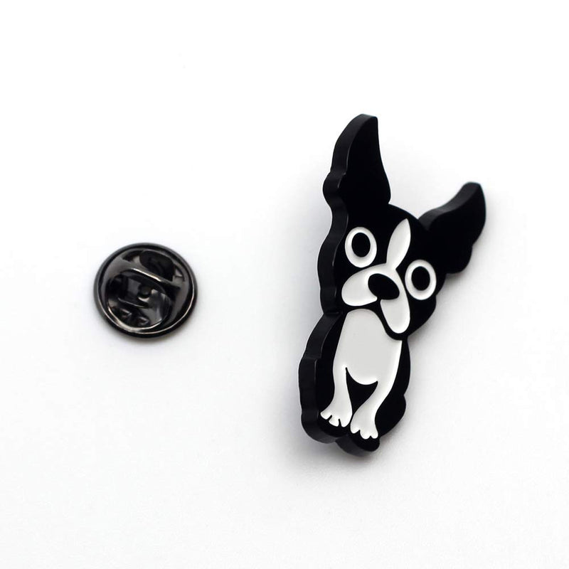[Australia] - CUFTS Boston Terrier Enamel Pin Metal Black Dog Brooch Gifts for Dog Lovers Boston Terrier Lapel Pin Jewelry 