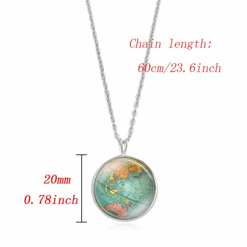 [Australia] - Meiligo Retro Personalized World Map Necklace Bracelet Earring Jewelry Globe Signs Circular Tag Pendant Jewelry 