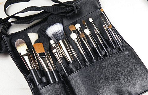 [Australia] - Professional 22 Pockets PU Leather Cosmetic Makeup Brush Bag Case Holder with Belt Strap, Brushes Not Included 