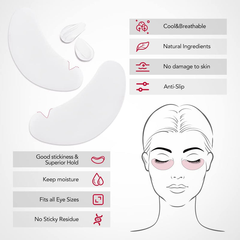 [Australia] - 50Pairs Eyelash Extension Pads Under Eye Gel Pads Lash Pads Lint Patches Under Eye Patches Eye Pads for Eyelash Extensions (Black) Black 