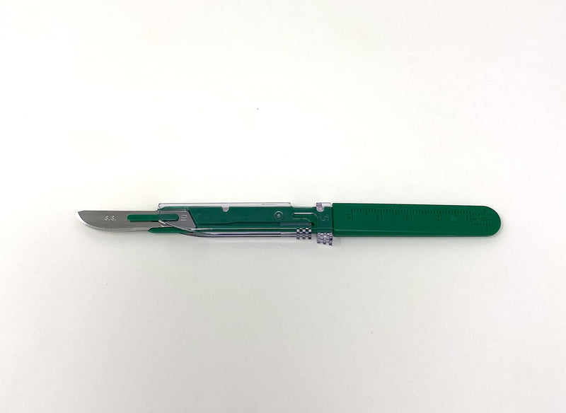 [Australia] - Disposable Safety Scalpels Sterile Surgical Blade Size 10 Stainless Steel with Plastic Handle & Metric Line Individually Foil Wrapped by P&P MEDICAL SURGICAL Box of 10 