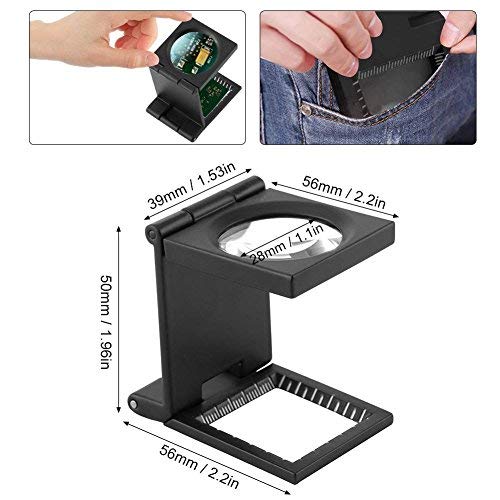 [Australia] - 10X 28mm Mini Three-Folding 10X Magnifier,Zinc Alloy Magnifier Magnifying Glass with Scale,for Textile Optical Jewelry Tool (5Pcs) 