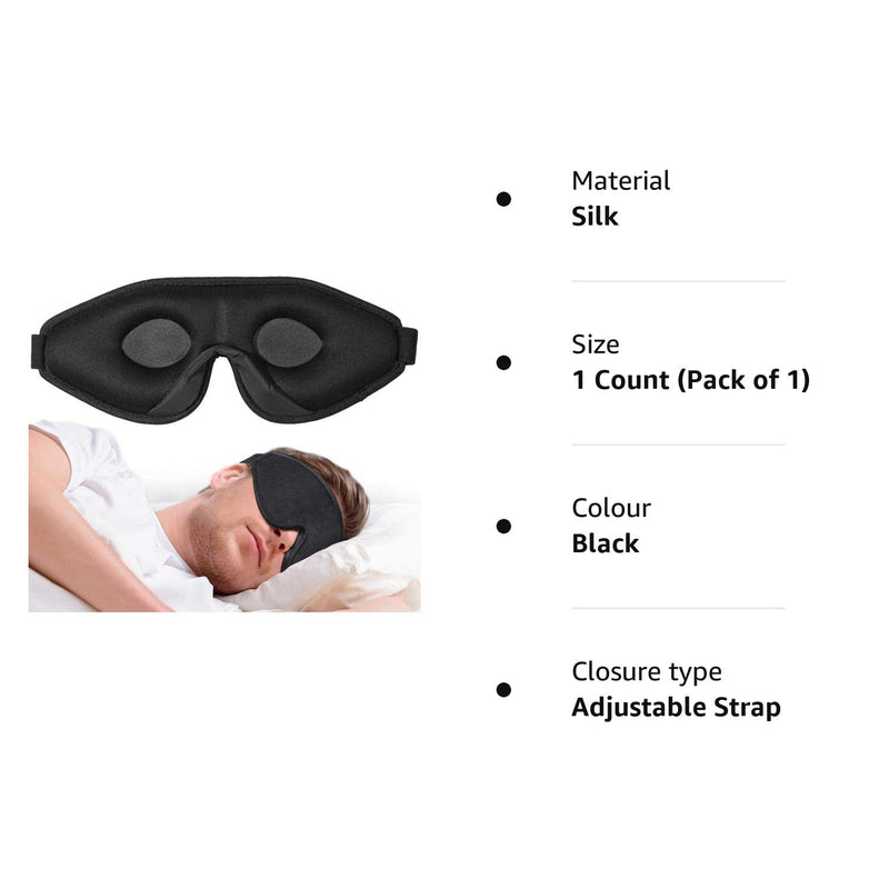 [Australia] - onaEz Sleep Mask for Women & Men, 3D Comfort Ultra Soft Premium Eye Mask for Sleeping, Block Out Light 100% Eye Shade Cover, Adjustable Strap Silk Foam Eye Mask Blindfold, Travel/Naps/Yoga/Plane/Night Black 