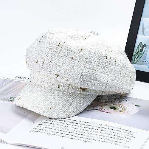 [Australia] - AWOCAN Womens Newsboy Fashion Hats Cabbie Cap Beret Painter Fiddle Hats WHITE 