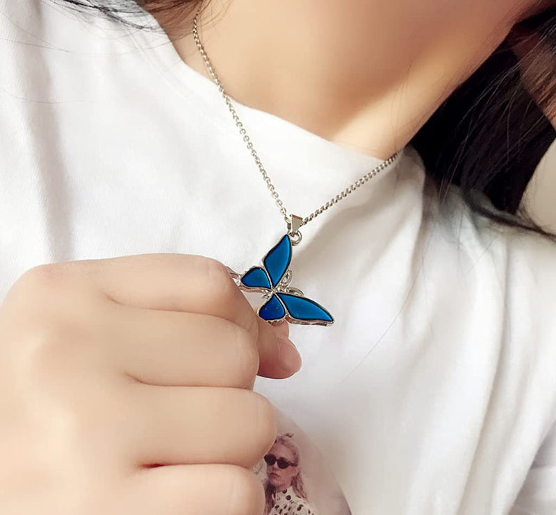 [Australia] - Temperature Sensing Color Changing Pendant Necklace Love Heart Butterfly Turtle Dolphin Moon Star Mood Necklace for Girls Women Kids Gift 