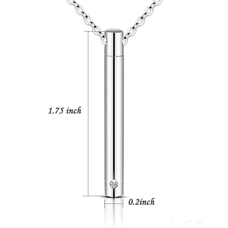 [Australia] - Urn Necklace Bar Pendant Memorial Jewelry - Ashes Keepsake Exquisite Cremation Jewelry Silver Tone 