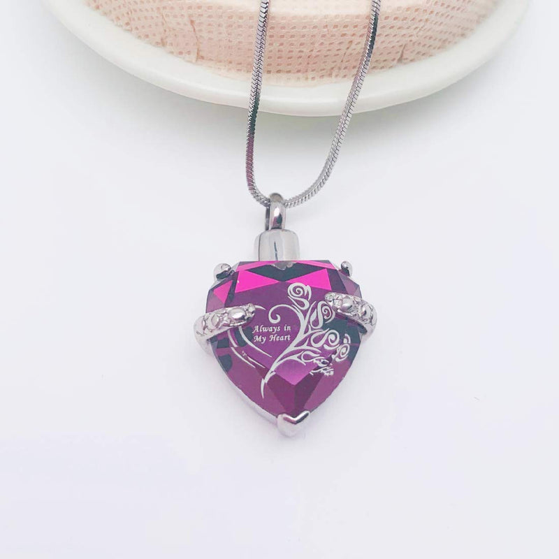 [Australia] - LYFML Heart Crystal Cremation Jewelry Urn Necklace for Ashes, Keepsake Pendant Made of Titanium Steel Support for Customization, Come with Filling Kit Purple 