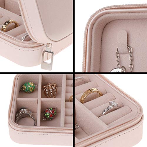 [Australia] - Didcant Travel Jewelry Organizer Box Portable Jewelry Storage Case Accessories Holder Pouch with Environmental Faux Leather for Earring,Lipstick,Necklace,Bracelet,Rings (Pink 4") Pink 4" 