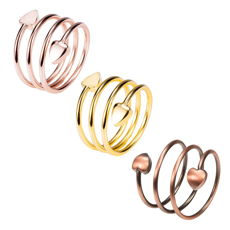 [Australia] - EnerMagiX Tri Tone Magnetic Copper Rings for Women or Men, Copper Ring with 2 Magnets, Adjustable Size, Women's Day Gift for Mom, Wife 